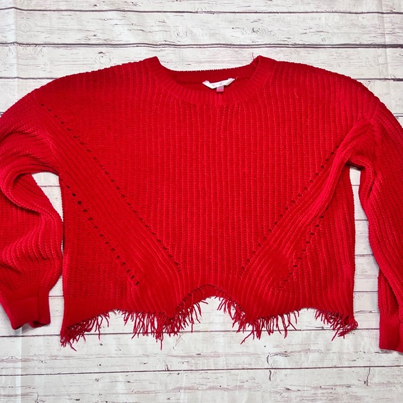 Women’s Distressed Red Knit Long Wide Sleeve Sweater Size XXL (19) - Picture 2 of 5